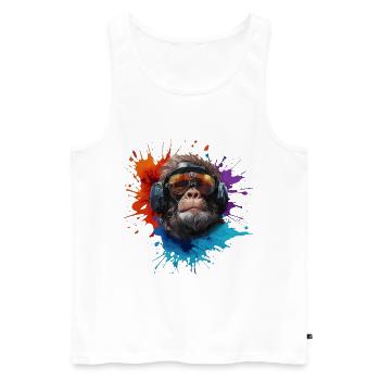 DJ Monkey Affen mit Sonnenbrille Safari - Männer Premium Bio Tank Top - Weiß - Vorne - AI Model Male 178 light (178cm)