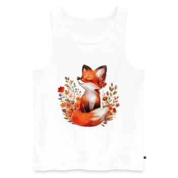 Fuchs mit Blumen - Männer Premium Bio Tank Top - Weiß - Vorne - AI Model Male 178 light (178cm)