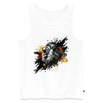 Lion in watercolor, colorful - Men's Premium Organic Tank Top - white - Front - Michal (187cm)