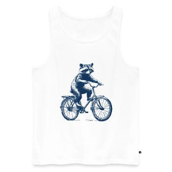 Un raton laveur fait du vélo - Débardeur bio Premium Homme - blanc - Devant - Michal (187cm)