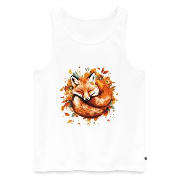 Fox sleeping in autumn leaves - Men's Premium Organic Tank Top - white - Front - AI Model Male 178 light (178cm)