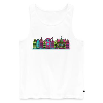 Gdaziger Stadtschirm Neptun-Brunnen-Kunst - Männer Premium Bio Tank Top - Weiß - Vorne - Michal (187cm)