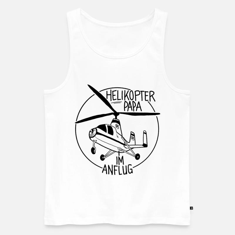 Helikopter Papa im Anflug [schwarz] - Männer Premium Bio Tank Top - Weiß