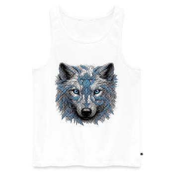Wolf - Männer Premium Bio Tank Top - Weiß - Vorne - AI Model Male 178 light (178cm)