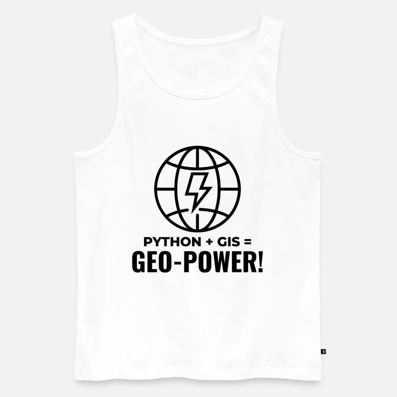 Python SIG Géo-Puissance Programmation Géospatial - Débardeur bio Premium Homme - blanc