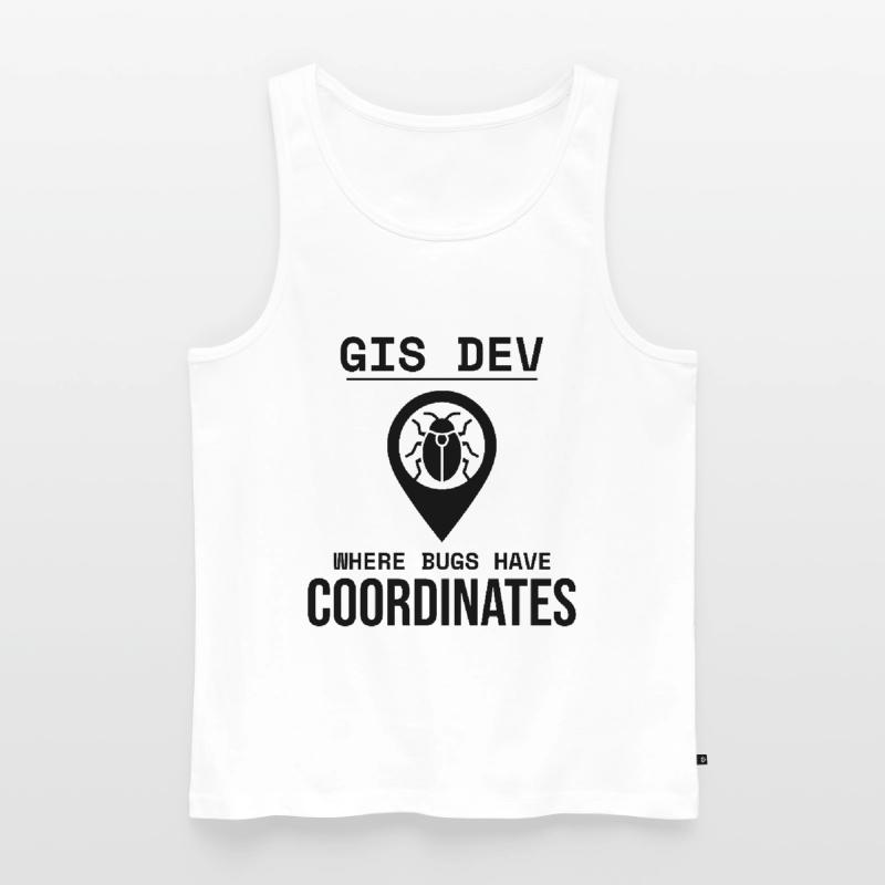 GIS Dev Debugging Coordinates Geospatial Bug Men's Premium Organic Tank Top
