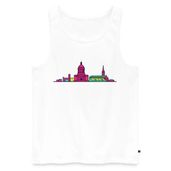 Illustration en ligne du mausolée de la ville de Hamilton - Débardeur bio Premium Homme - blanc - Devant - AI Model Male 178 light (178cm)