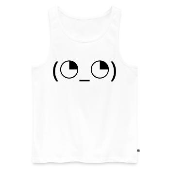 Émoticône des yeux au lever au ciel (◔_◔) regard agacé - Débardeur bio Premium Homme - blanc - Devant - Michal (187cm)