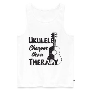 Ukulele! Cheaper than therapy - Men's Premium Organic Tank Top - white - Front - AI Model Male 178 light (178cm)