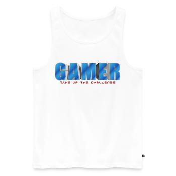 NERDY pour toujours - Gamer - Débardeur bio Premium Homme - blanc - Devant - AI Model Male 178 light (178cm)