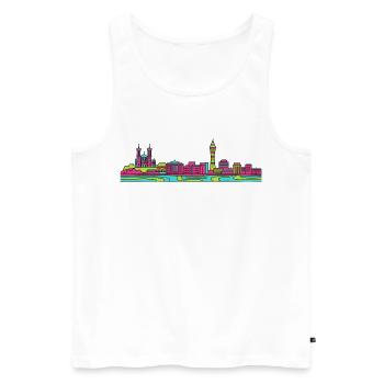 Lyon City Skyline Basilica Modern Line Art - Men's Premium Organic Tank Top - white - Front - AI Model Male 178 light (178cm)