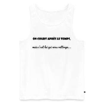 MESSAGE. QUOTES. HUMOR. FUNNY QUOTES - Men's Premium Organic Tank Top - white - Front - AI Model Male 178 light (178cm)