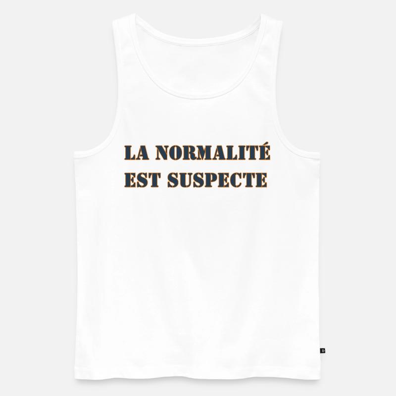 NORMALITÄT IST VERDÄCHTIG - Männer Premium Bio Tank Top - Weiß