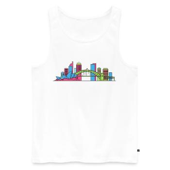 Sydney City Skyline Opera House Bridge Line Kunst - Männer Premium Bio Tank Top - Weiß - Vorne - AI Model Male 178 light (178cm)