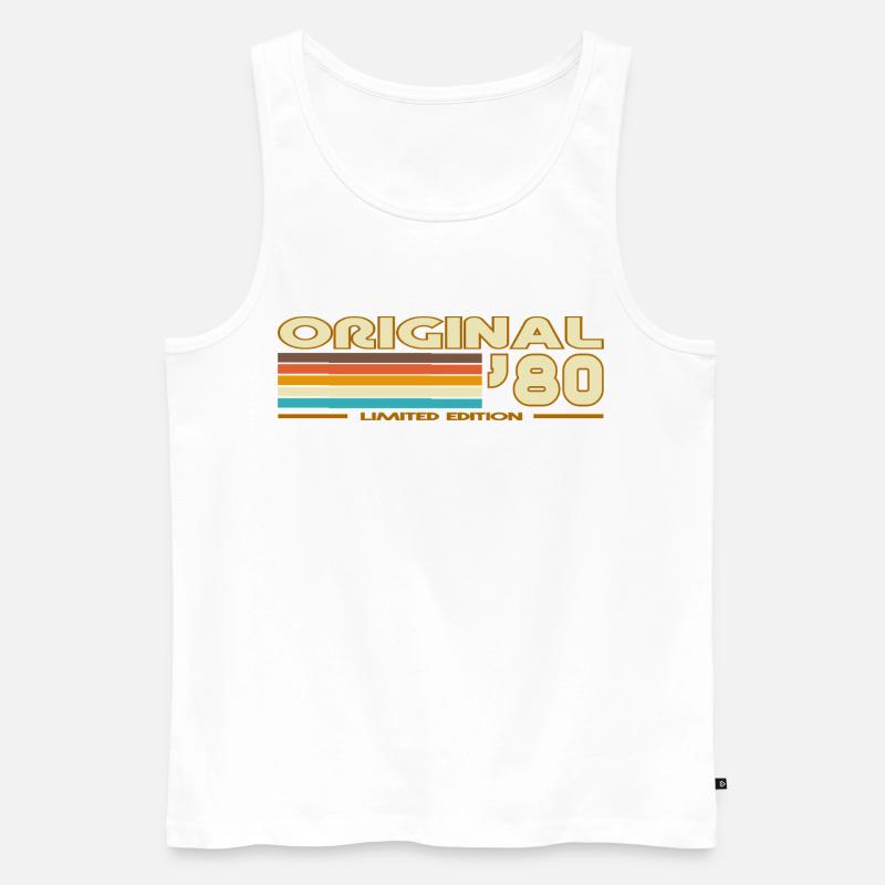 Originale 80er Retro-Streifen - Männer Premium Bio Tank Top - Weiß