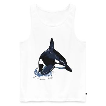 Orques orque baleine à épée saut - Débardeur bio Premium Homme - blanc - Devant - AI Model Male 178 light (178cm)