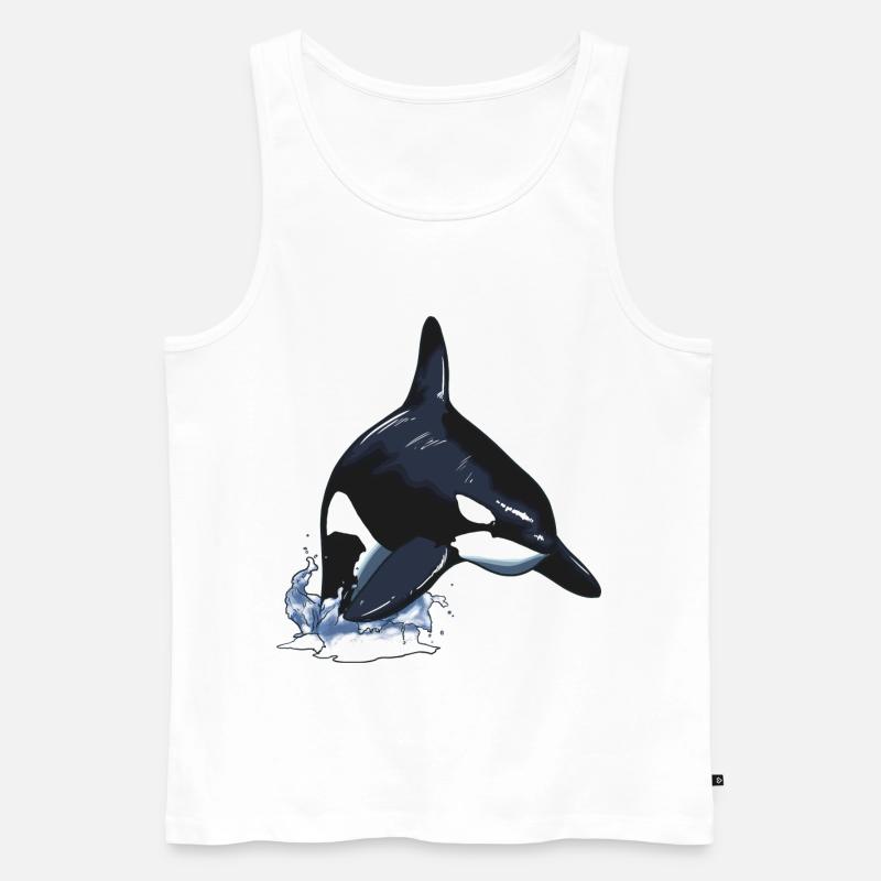 Orca Killerwal Schwertwal Sprung - Männer Premium Bio Tank Top - Weiß