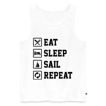 Eat Sleep Sail Repeat Sailor Skipper Captain Sailb - Männer Premium Bio Tank Top - Weiß - Vorne - Michal (187cm)