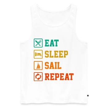 Eat Sleep Ship Repeat Sailor Skipper Captain Sailb - Männer Premium Bio Tank Top - Weiß - Vorne - Michal (187cm)