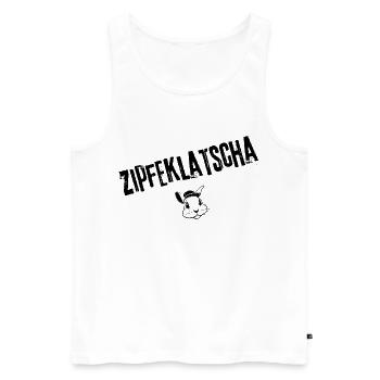 Zipfeklatscha Vibe | Redewendung - Männer Premium Bio Tank Top - Weiß - Vorne - Michal (187cm)