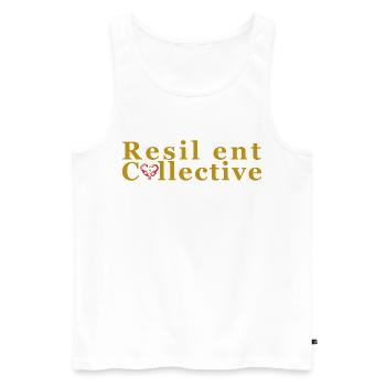 Logo du collectif résilient - Débardeur bio Premium Homme - blanc - Devant - Michal (187cm)