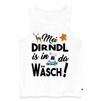 Dirndl Damen - Dirndl in da Wäsch - Männer Premium Bio Tank Top - Weiß - Vorne - Michal (187cm)