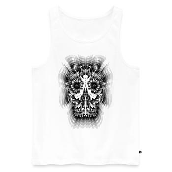 Optische Täuschung, Totenkopf mit Blumen - Männer Premium Bio Tank Top - Weiß - Vorne - Michal (187cm)