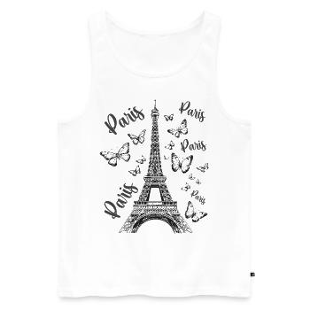 Paris Eiffel Tower France Butterflies Art - Men's Premium Organic Tank Top - white - Front - AI Model Male 178 light (178cm)