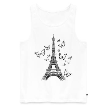 Paris Eiffel Tower France Butterflies Art - Men's Premium Organic Tank Top - white - Front - AI Model Male 178 light (178cm)