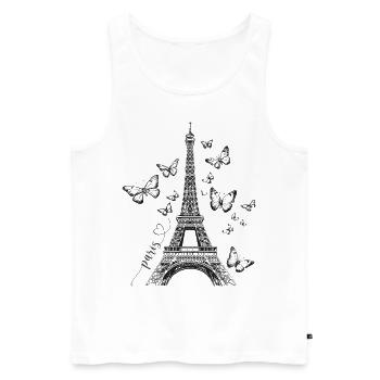 Paris Tour Eiffel France Papillons Art - Débardeur bio Premium Homme - blanc - Devant - Michal (187cm)
