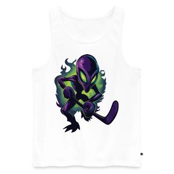 Alien Hockey Player – Sci-Fi Sports Crossover Art - Men's Premium Organic Tank Top - white - Front - AI Model Male 178 light (178cm)