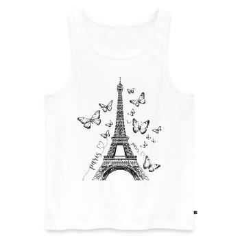 Paris Tour Eiffel France Papillons Art - Débardeur bio Premium Homme - blanc - Devant - Michal (187cm)