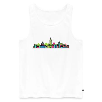Biel Bienne City Skyline Modern Line Art - Men's Premium Organic Tank Top - white - Front - AI Model Male 178 light (178cm)
