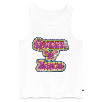 Queer 'n' Bold Rainbow Vintage - Men's Premium Organic Tank Top - white - Front - AI Model Male 178 light (178cm)
