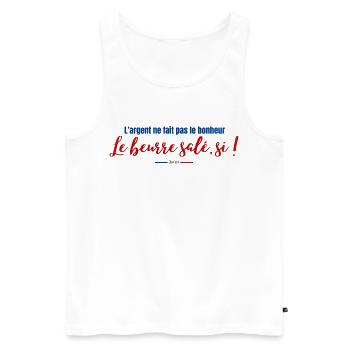 Proverbe beurre salé - Breizh - Bretagne - Humour - Débardeur bio Premium Homme - blanc - Devant - AI Model Male 178 light (178cm)