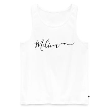 Prénom Melina Prénom décoratif - Débardeur bio Premium Homme - blanc - Devant - AI Model Male 178 light (178cm)