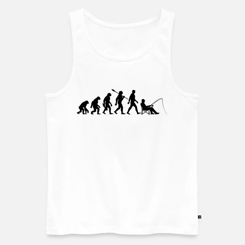 Evolution - Pêche, Cadeau de pêcheur - Débardeur bio Premium Homme - blanc