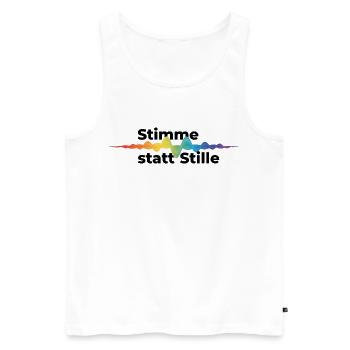 Stimme statt Stille Pride CSD Tonwelle Regenbogen - Männer Premium Bio Tank Top - Weiß - Vorne - Michal (187cm)