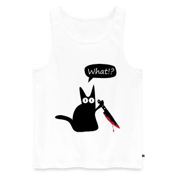chat couteau sang Halloween what - Débardeur bio Premium Homme - blanc - Devant - AI Model Male 178 light (178cm)