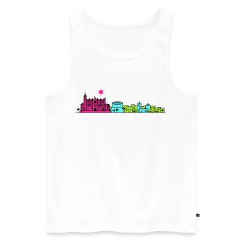 Palma de Mallorca City Skyline Cathedral Line Art - Men's Premium Organic Tank Top - white - Front - AI Model Male 178 light (178cm)