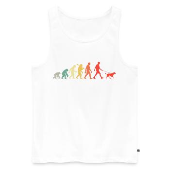 Gassi Gehen Mann Mit Hund Evolution für Männer - Männer Premium Bio Tank Top - Weiß - Vorne - Michal (187cm)