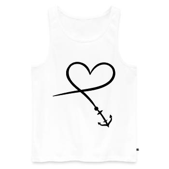 Coeur Symbole Ancre - Débardeur bio Premium Homme - blanc - Devant - Michal (187cm)