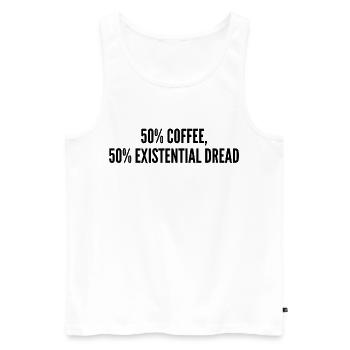 50% coffee 50% existential dread - Débardeur bio Premium Homme - blanc - Devant - AI Model Male 178 light (178cm)