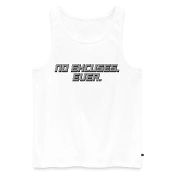 Aucune excuse - Jamais - Chemise statement - Débardeur bio Premium Homme - blanc - Devant - AI Model Male 178 light (178cm)