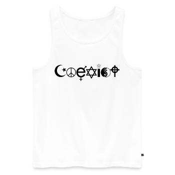 Coexist Symbol Shirt – Frieden Vielfalt Tolleranz - Männer Premium Bio Tank Top - Weiß - Vorne - AI Model Male 178 light (178cm)