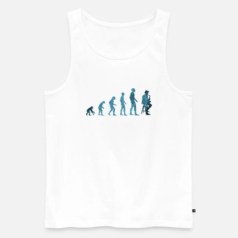 Evolution Saxophon - Männer Premium Bio Tank Top - Weiß