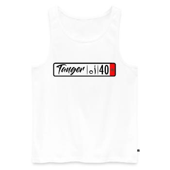 Plaque d'immatriculation Tanger - Débardeur bio Premium Homme - blanc - Devant - AI Model Male 178 light (178cm)