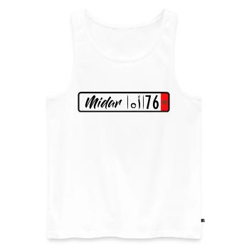 Midar 76 Nummernschild - Männer Premium Bio Tank Top - Weiß - Vorne - AI Model Male 178 light (178cm)