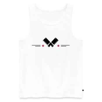 Couteaux de cuisine pour les chefs étoilés - Débardeur bio Premium Homme - blanc - Devant - Michal (187cm)