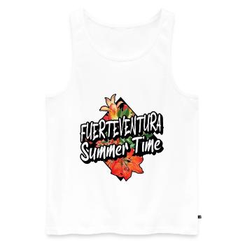 Fuerteventura Sommer Sonne Strand Meer Palmen - Männer Premium Bio Tank Top - Weiß - Vorne - AI Model Male 178 light (178cm)